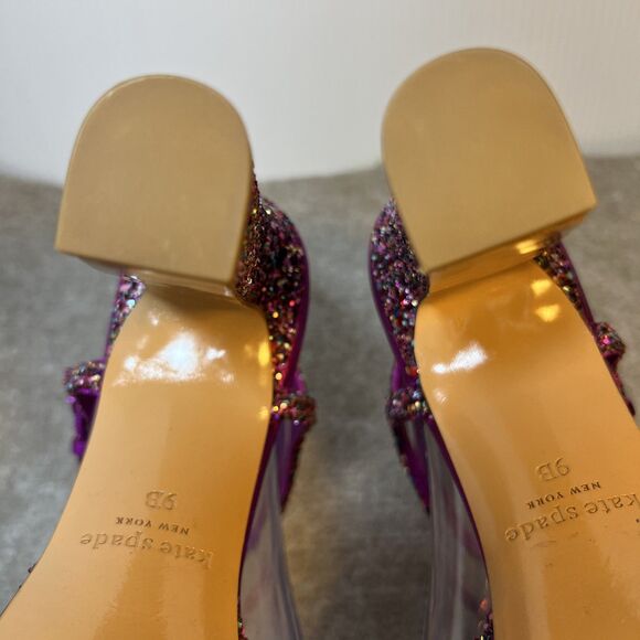 Kate Spade Rainbow Glitter Bow Miya Platform Open Toe Heels Size 9B NWOT - Picture 5 of 10